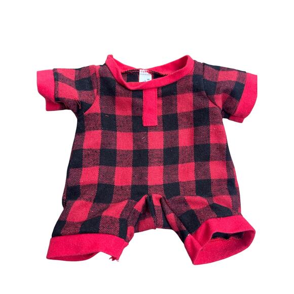 Build A Bear Panda Stuffed Animal Plush in Red Buffalo Plaid Pajamas Outfit - Picture 6 of 8